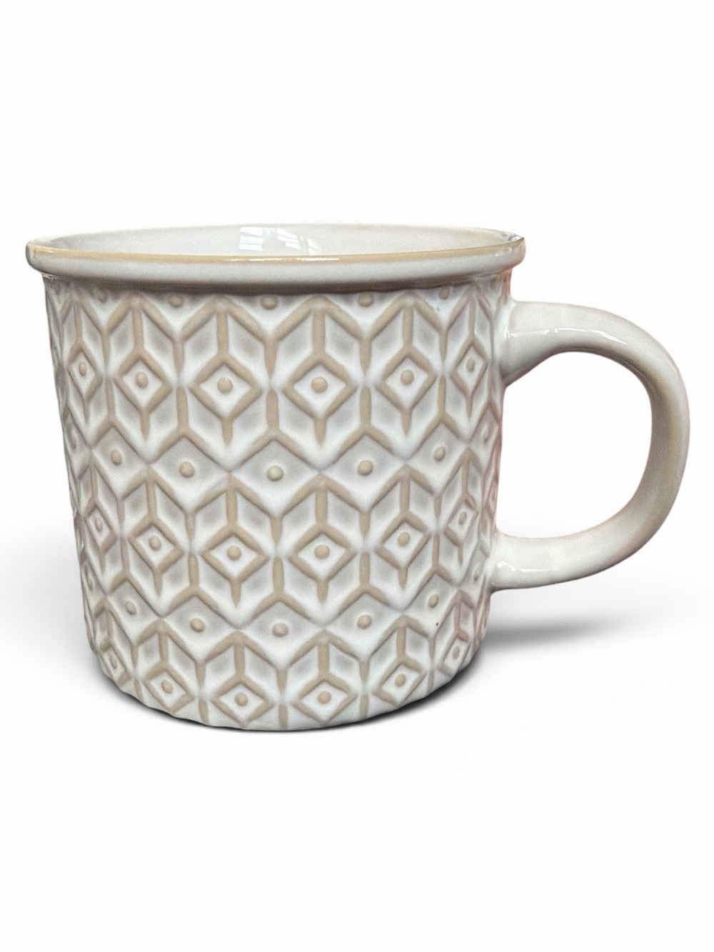 Geometric Textured Ceramic Mug in Cream